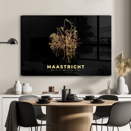 Peinture sur Verre - Pays- Nederland - Plan de la Ville - Carte - Maastricht - Plan - 120x80 cm - Peintures sur Verre Peintures - Photo sur Glas