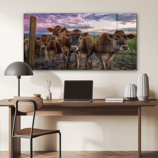 MuchoWow® Peinture sur Verre - Vache - Animaux - Vaches - 120x60 cm - Peintures sur Verre Acrylique - Photo sur Glas