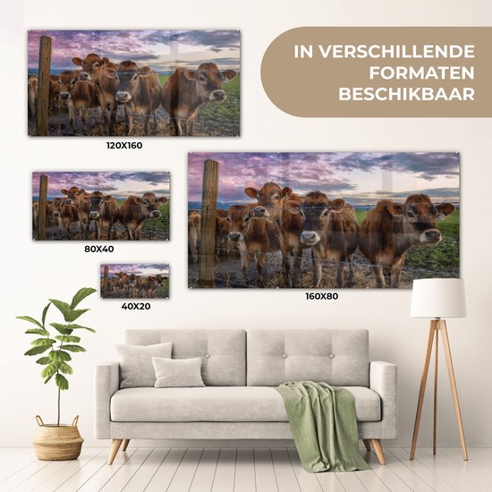 MuchoWow® Peinture sur Verre - Vache - Animaux - Vaches - 160x80 cm - Peintures sur Verre Acrylique - Photo sur Glas