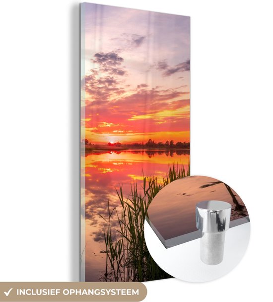 MuchoWow® Glasschilderij 80x160 cm - Schilderij acrylglas - Water - Lucht - Natuur - Foto op glas - Schilderijen