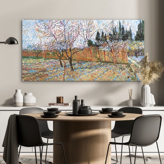 MuchoWow® Peinture sur Verre - Pêcher en Fleurs - Vincent van Gogh - 120x60 cm - Peintures sur Verre Peintures - Photo sur Glas