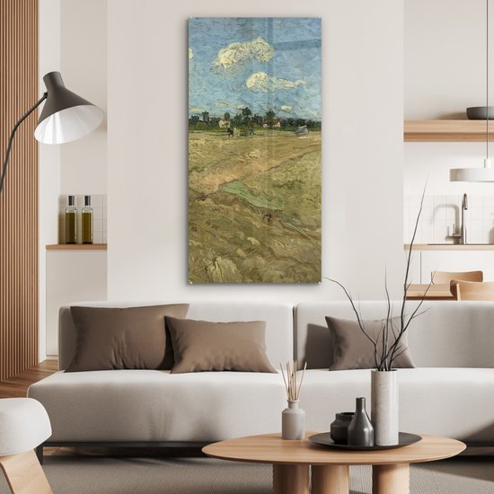 MuchoWow® Peinture sur Verre - Champs Labourés - Vincent van Gogh - 60x120 cm - Peintures sur Verre Acrylique - Photo sur Glas