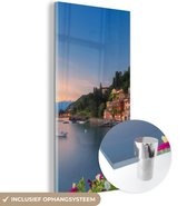 MuchoWow® Glasschilderij 40x80 cm - Schilderij acrylglas - Italië - Zonsondergang - Meer - Foto op glas - Schilderijen