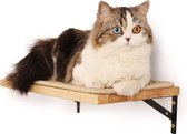 Kattenligstoel klimwand met kattenkrabmat, 2cm dik Massief rubberhout, kattenplanken voor aan de muur, 40x25cm