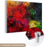 MuchoWow® Glasschilderij 60x40 cm - Schilderij acrylglas - Schilders palet - Foto op glas - Schilderijen