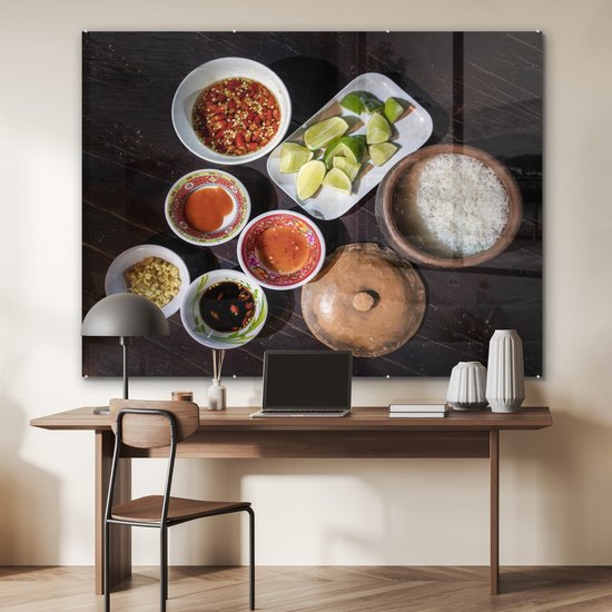 MuchoWow® Peinture sur verre 160x120 cm - Peinture sur verre acrylique - Riz vietnamien - Photo sur verre - Peintures