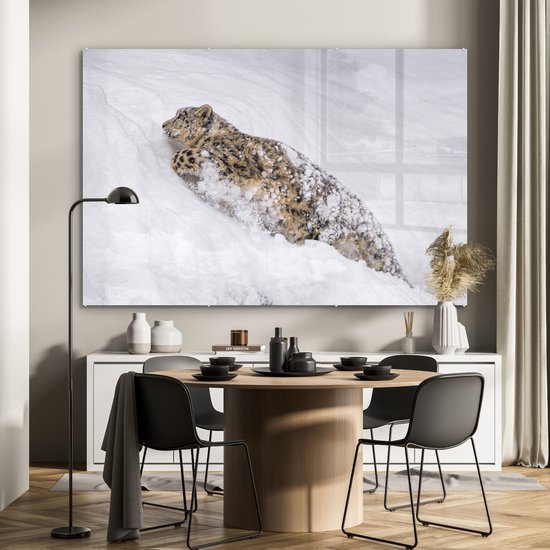 Peinture sur Verre - Léopard des Neiges - Neige - Jaune - 180x120 cm - Peintures sur Verre Peintures - Photo sur Glas