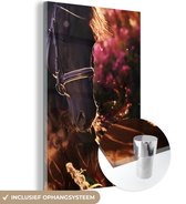 MuchoWow® Peinture sur verre 120x180 cm - Peinture sur verre acrylique - Cheval - Soleil - Portrait - Photo sur verre - Peintures