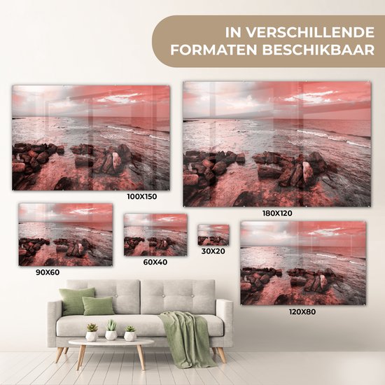 Peinture sur verre MuchoWow® - Rochers au bord de l'eau - 60x40 cm - Peintures sur verre acrylique - Photo sur Glas