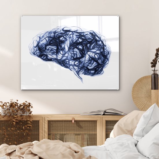 Peinture sur verre MuchoWow® - Vagues pensantes - 80x60 cm - Peintures acrylique - Photo sur Glas