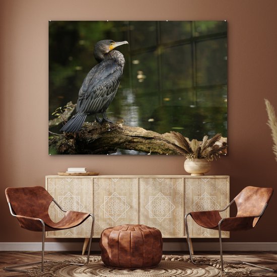 MuchoWow® Peinture sur Verre - Vogel - Branche - Water - Animaux - Cormoran - 160x120 cm - Peintures sur Verre Acrylique - Photo sur Glas