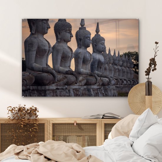 MuchoWow® Peinture sur Verre - Images de Bouddha en Thaïlande - 120x80 cm - Peintures sur Verre Acrylique - Photo sur Glas
