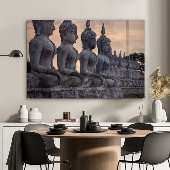 MuchoWow® Peinture sur Verre - Images de Bouddha en Thaïlande - 120x80 cm - Peintures sur Verre Acrylique - Photo sur Glas