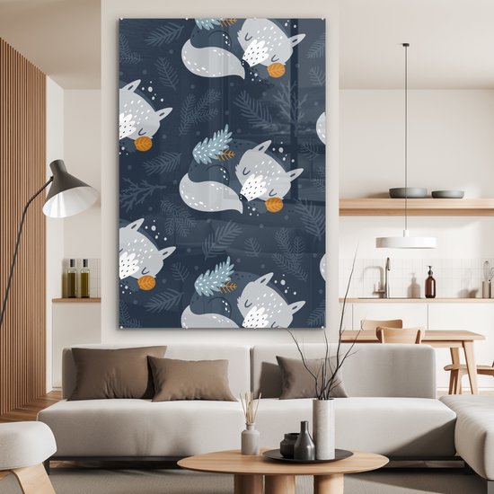 MuchoWow® Peinture sur verre 120x180 cm - Peinture sur verre acrylique - Renard - Design - Enfants - Garçons - Filles - Bébé - Photo sur verre - Peintures