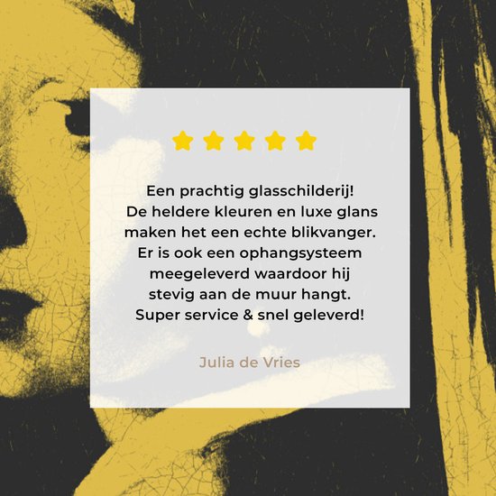 MuchoWow® Peinture sur Verre - Fille à la Perle - Johannes Vermeer - Jaune - 60x90 cm - Peintures sur Verre Acrylique - Photo sur Glas