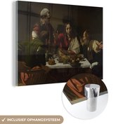 MuchoWow® Glasschilderij 80x60 cm - Schilderij acrylglas - Avondmaal in Emmaüs- Schilderij van Caravaggio - Foto op glas - Schilderijen