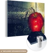 MuchoWow® Peinture sur Verre - Pomme - Rouge - Water - 80x60 cm - Peintures sur Verre Acrylique - Photo sur Glas