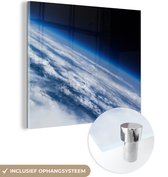 MuchoWow® Glasschilderij 90x90 cm - Schilderij acrylglas - Aarde - Ruimte - Wolken - Foto op glas - Schilderijen