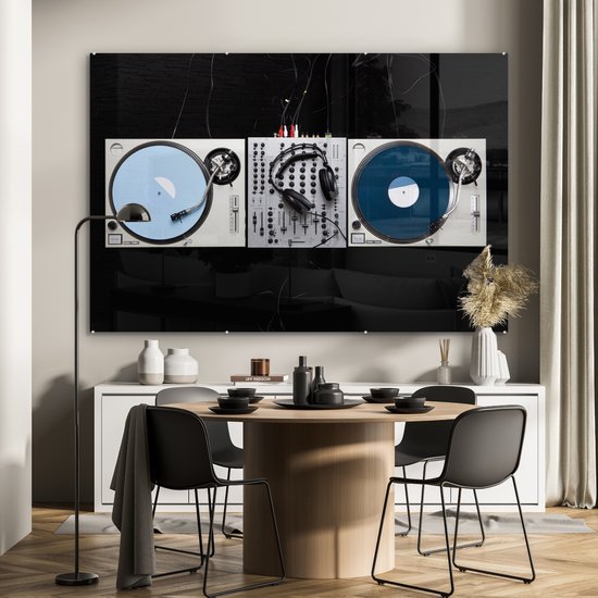 ® Glasschilderij 150x100 cm - Schilderij acrylglas - Mengpaneel op een zwarte achtergrond - Foto op glas - Muurdecoratie woonkamer - Wanddecoratie slaapkamer - Schilderijen