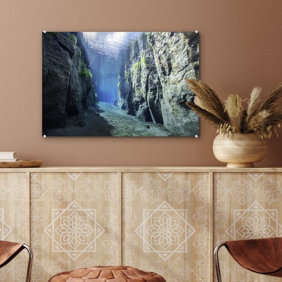 Rocks under water Glas 60x40 cm - Tirage photo sur Glas (décoration murale en plexiglas)