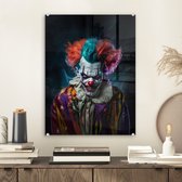 MuchoWow® Glasschilderij 30x40 cm - Schilderij acrylglas - Clown - Make up - Kostuum - Portret - Horror - Foto op glas - Schilderijen