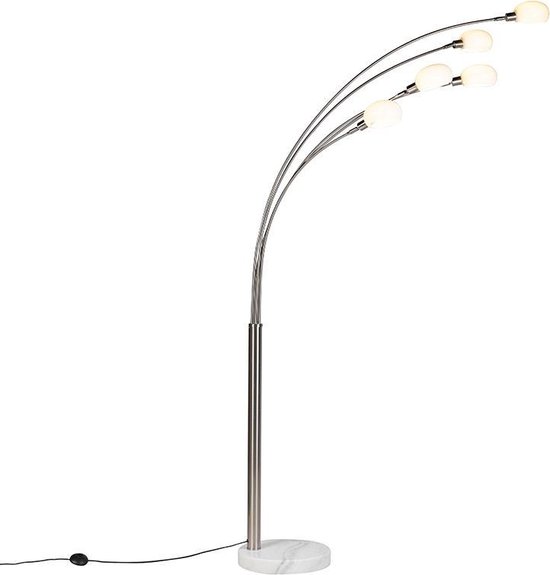 QAZQA sixties marmo - Design Vloerlamp | Staande Lamp - 5 lichts - H 2155  mm - Staal -... | bol.com