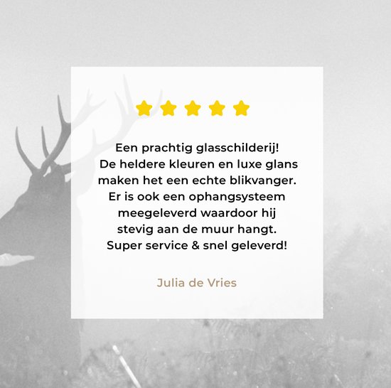 Peinture sur verre - Cerf dans le brouillard - noir et blanc - 180x120 cm - Peintures sur Verre Peintures - Photo sur Glas