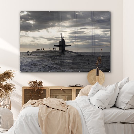 MuchoWow® Peinture sur verre 180x120 cm - Peinture sur verre acrylique - Amérique - Zwart - Wit - Sous-marin - Photo sur verre - Peintures