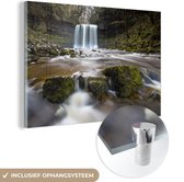 MuchoWow® Glasschilderij 120x80 cm - Schilderij acrylglas - Waterval bij het Nationaal park Brecon Beacons in Wales - Foto op glas - Schilderijen