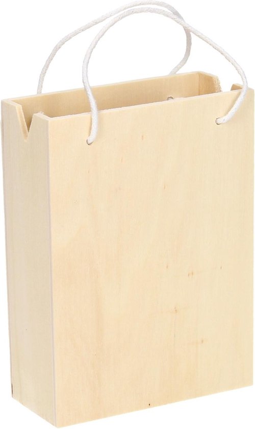 Vernederen middag bouwen Houten houten tas met hengsel klein 11,7cm x 5,1cm x 16cm | bol.com