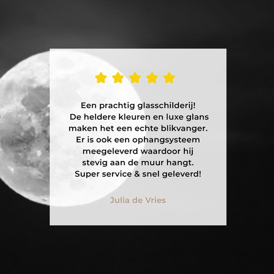 MuchoWow® Peinture sur verre 160x120 cm - Peinture sur verre acrylique - Pleine lune dans le ciel nocturne - noir et blanc - Photo sur verre - Peintures