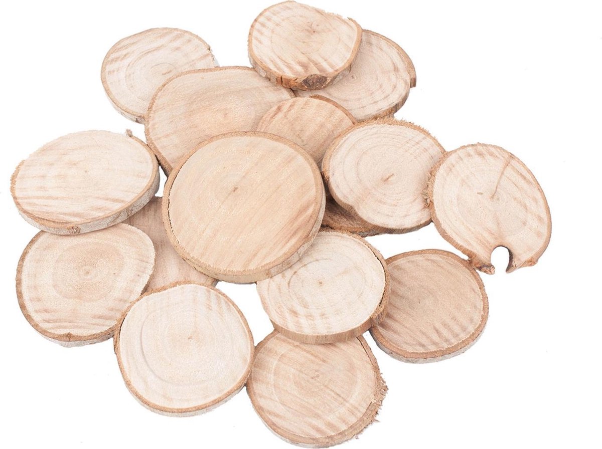 Plakjes Hout Rond, 25st.