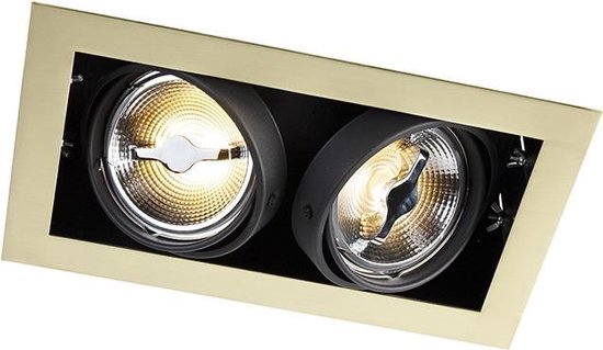 QAZQA oneon - Art Deco Grote inbouwspot - 2 lichts - L 343 mm - Goud/messing - Industrieel - Woonkamer | Slaapkamer | Keuken