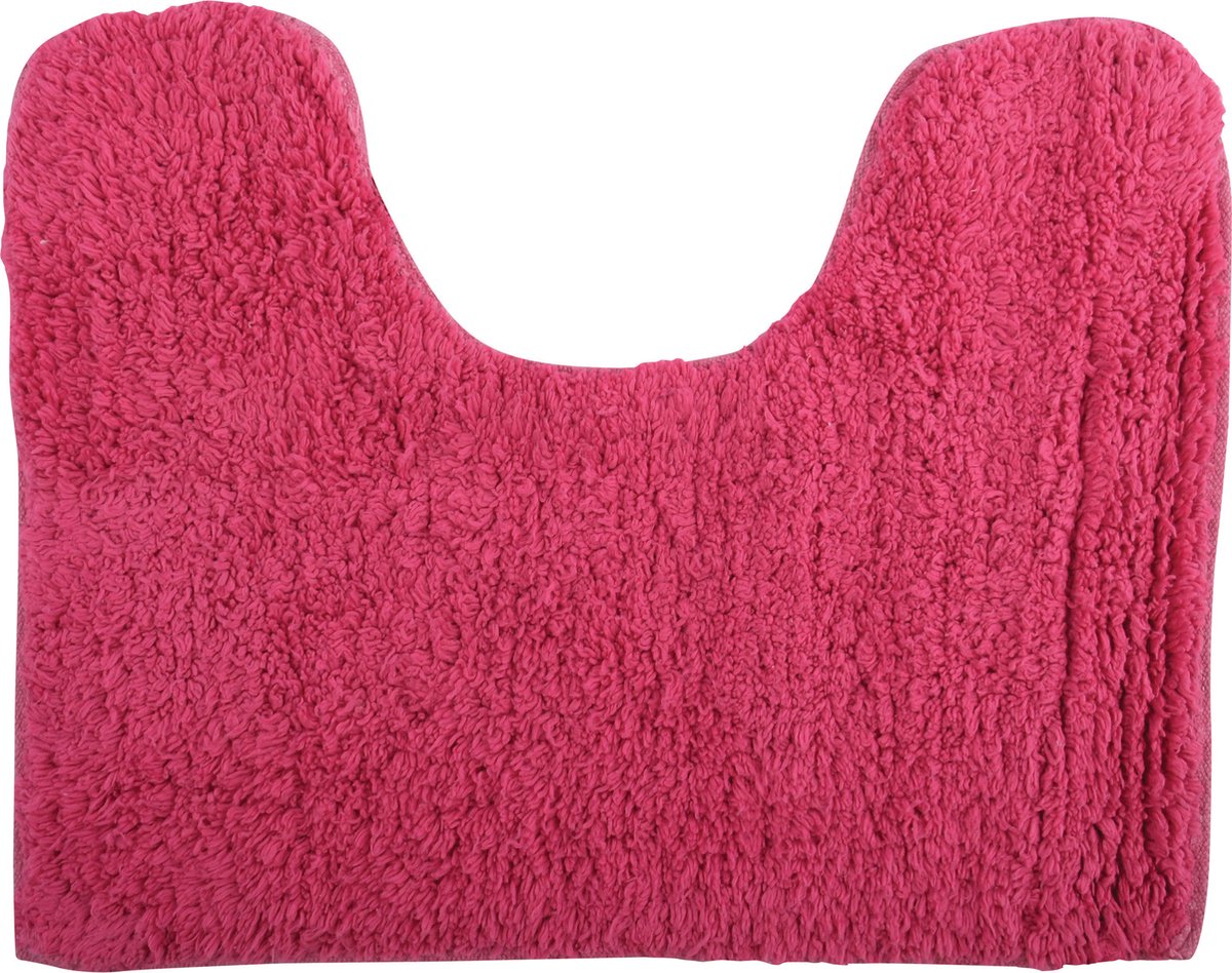 MSV WC/Badkamerkleed/badmat - voor op de vloer - fuchsia roze - 45 x 35 cm - polyester/katoen - MSV