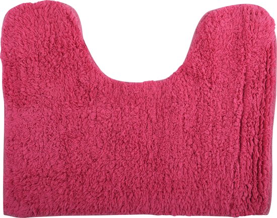 MSV WC/Badkamerkleed/badmat - voor op de vloer - fuchsia roze - 45 x 35 cm - polyester/katoen