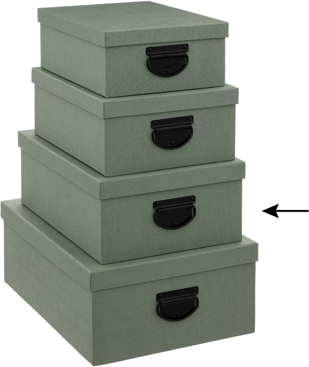 5Five Opbergdoos/box - groen - L35 x B26 x H14 cm - Stevig karton - Industrialbox