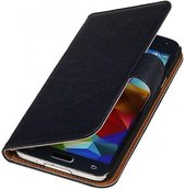 Echt lederen wallet hoes Samsung Galaxy S5 blauw
