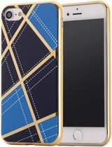 GadgetBay Chique silicone case iPhone 7 8 Gouden design lijnen Blauw