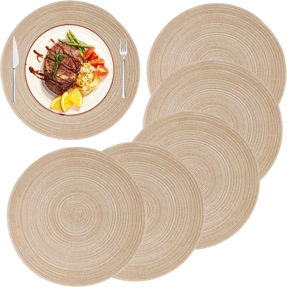 Ronde placemats katoenen placemats 14 inch Easy Care veeg schoon
