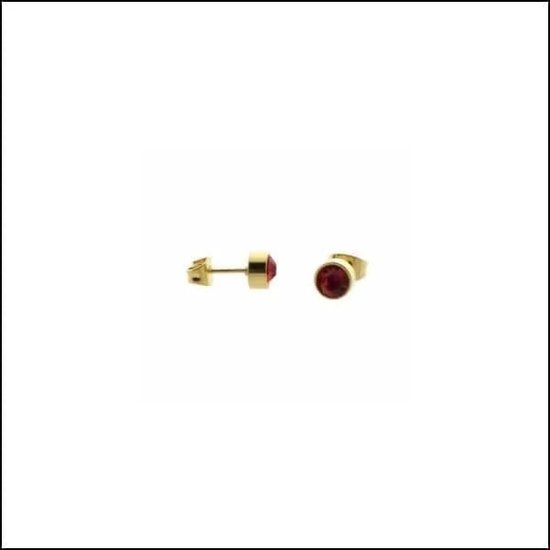 Aramat jewels ® - Zweerknopjes rood kristal goudkleurig chirurgisch staal 6mm dames
