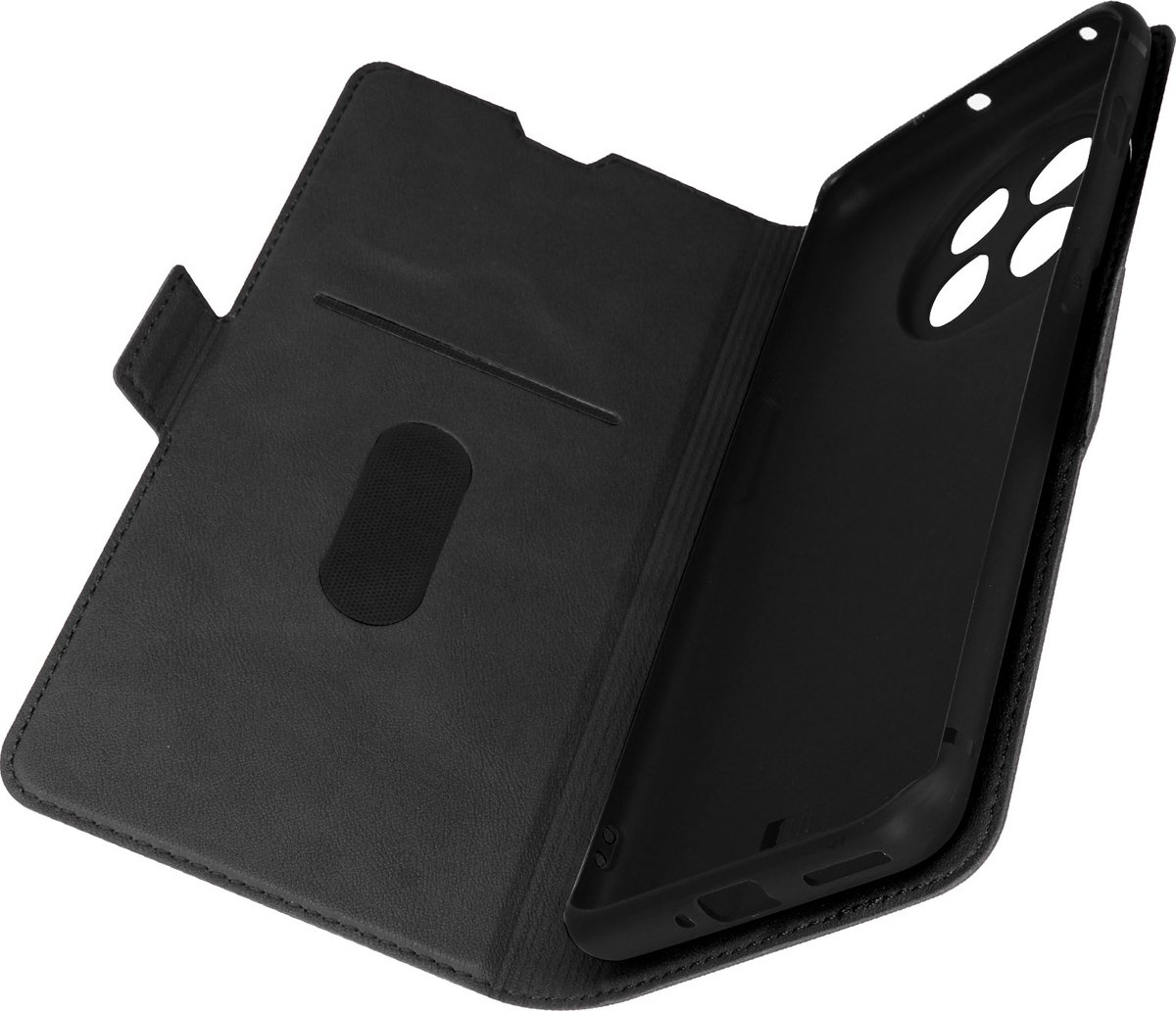 Geschikt voor Oneplus 11 Case Kaarthouder Videostandaard Double Tab zwart