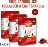 PACHA - Collageen & Protein Granola - Gedroogde Bevroren Rode Vruchten - 100% Natuurlijke en Zuivere Ingrediënten - 300 g x 3