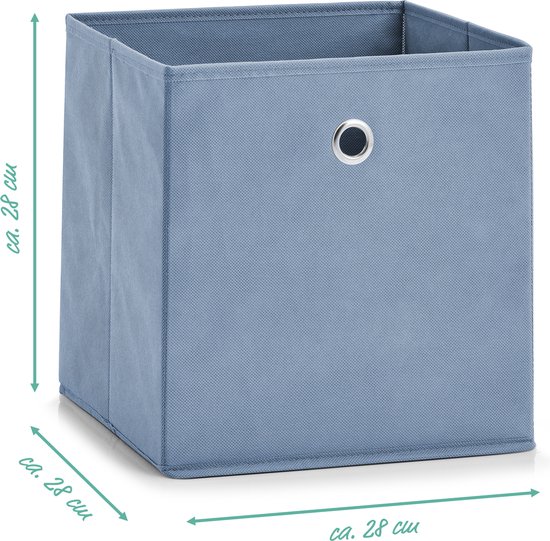Panier de rangement/panier d'armoire Zeller - 4x - 22 litres - bleu - 28 x 28 x 28 cm
