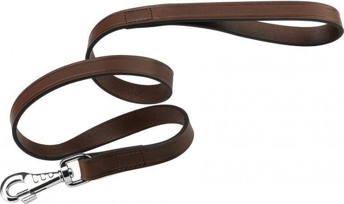 Ferplast Hondenriem Vip G12 120 Cm Leer/rvs Donkerbruin - uitlaatriem - hondenlijn - leder