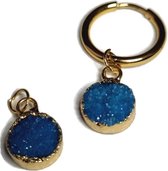 Aramat Jewels®-Unieke Oor Bedel Druzy kristal – Blauw- Natuursteen
