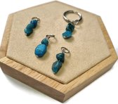 Aramat Jewels®-Unieke Oor Bedel Met 2 Steentjes- Natuursteen - Zilver kleur - Fluorapatiet - Blauw