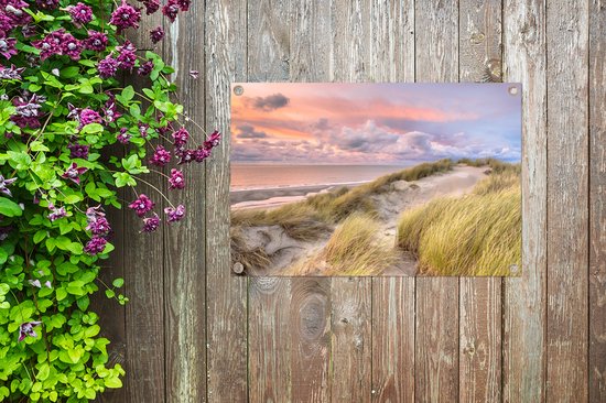 Décoration de jardin Plage - Mer - Dune - Coucher de soleil - 60x40 cm - Poster de jardin - Toile de jardin - Poster extérieur