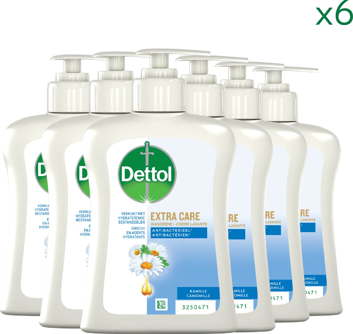 Dettol Handzeep - Antibacterieel - Extra Care Gevoelige en Normale Huid Lotus & Kamille 250ml x6 - Voordeelverpakking