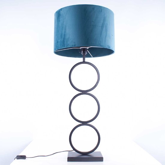 Tafellamp capri 2 ringen | 1 lichts | blauw / bruin / goud / zwart | metaal / stof | Ø 40 cm | 94 cm hoog | tafellamp | modern / sfeervol / klassiek design