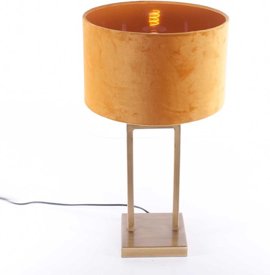 Landelijke tafellamp Veneto | 1 lichts | geel / brons / bruin / goud | metaal / stof | Ø 30 cm | 55 cm hoog | tafellamp | modern / sfeervol / klassiek design